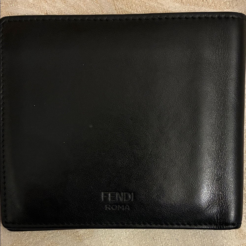 Fendi Black Monster Leather Wallet with Gold Accents - Picture 4 of 6